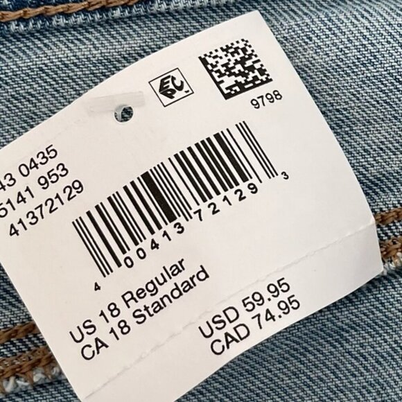 American Eagle Plus-Size Super High-Rise Stretch Straight Jeans Sz 18 - Picture 6 of 11